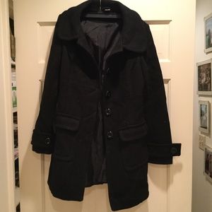 Black Peacoat with Pockets